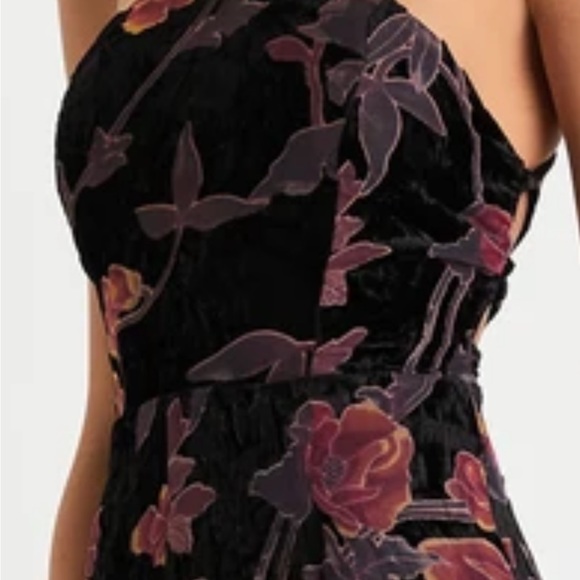 Lulus Exquisite Vibe Black Floral Burnout Velvet Purple Pink Lace-Up Jumpsuit M - Picture 10 of 11